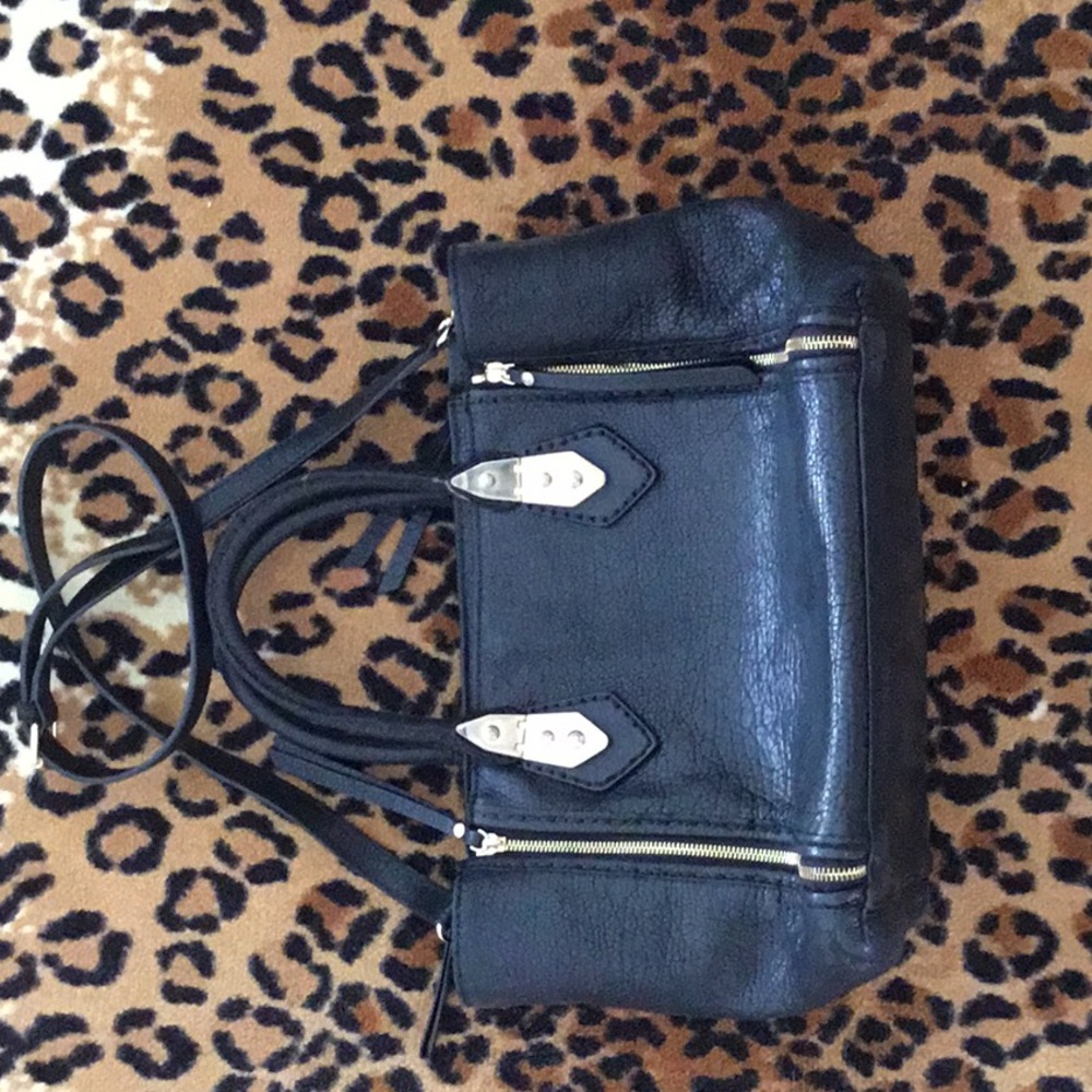 Henri Bendel  Iconic A List Satchel Crossbody Black Pebbled  Leather! GUC